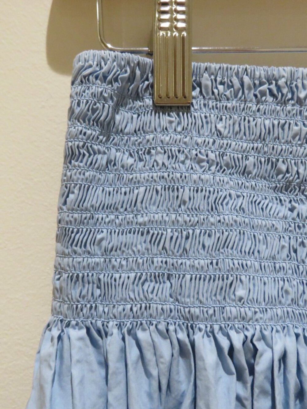 COS Smocked Midi Cotton Poplin Skirt Cornflower Blue Small Minimalist Cottage - Picture 5 of 12